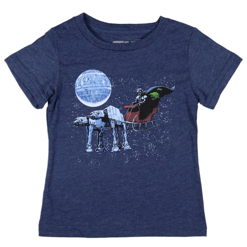 Star Wars Infant & Toddler Boys Blue Darth Vader Christmas Sled T-Shirt, 1 of 3