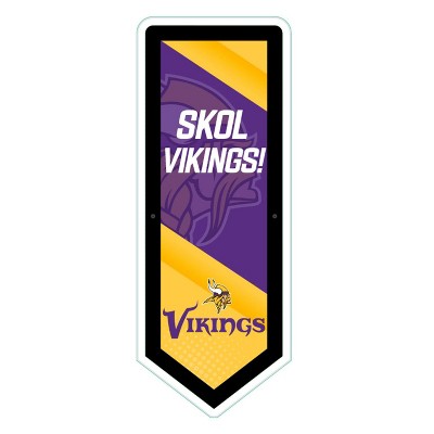 Evergreen Ultra-Thin Glazelight LED Wall Decor, Pennant, Minnesota Vikings- 9 x 23 Inches Made In USA