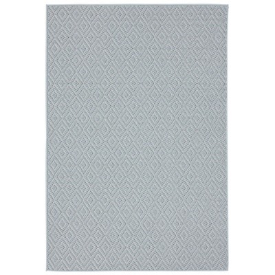 Blue and Cream Geometric 8' x 10' Indoor/Outdoor Rug