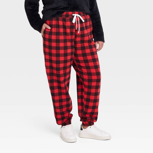 Women s Christmas Check Graphic Joggers Red 3x Target