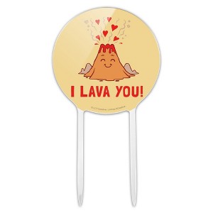 I Lava You Love Volcano Funny Humor Acrylic Cake Topper - 1 of 4