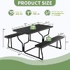 Outdoor Picnic Tables with Benches, Plastics Picnic Table Bench Set with Metal Frame, Camping Table Chair Set for Patio Lawn Garden Backyard - 3 of 4