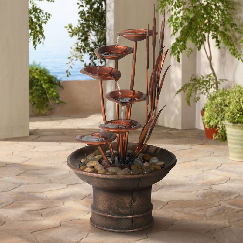 John Timberland Water Lilies and Cat Tails Rustic Cascading Outdoor Floor Water Fountain 33" for Yard Garden Patio Home Deck Porch House Exterior Roof, 3 of 10