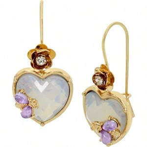 Women's Stone Heart Dangle Earrings It Is Both Magnificent and Elegant. Exquisite and Delicate Gold Standard - 1 of 3