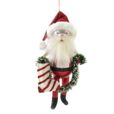 Italian Ornaments 6.75" Santa With Red / White Stocking Ornament Christmas Italian  -  Tree Ornaments