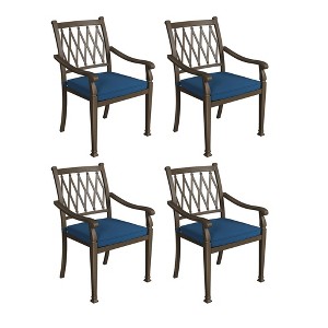 CLIHOME Cast Aluminum Patio Classic Lattice Dining Chairs with Sofa Cushions(Set of 4) - 1 of 4