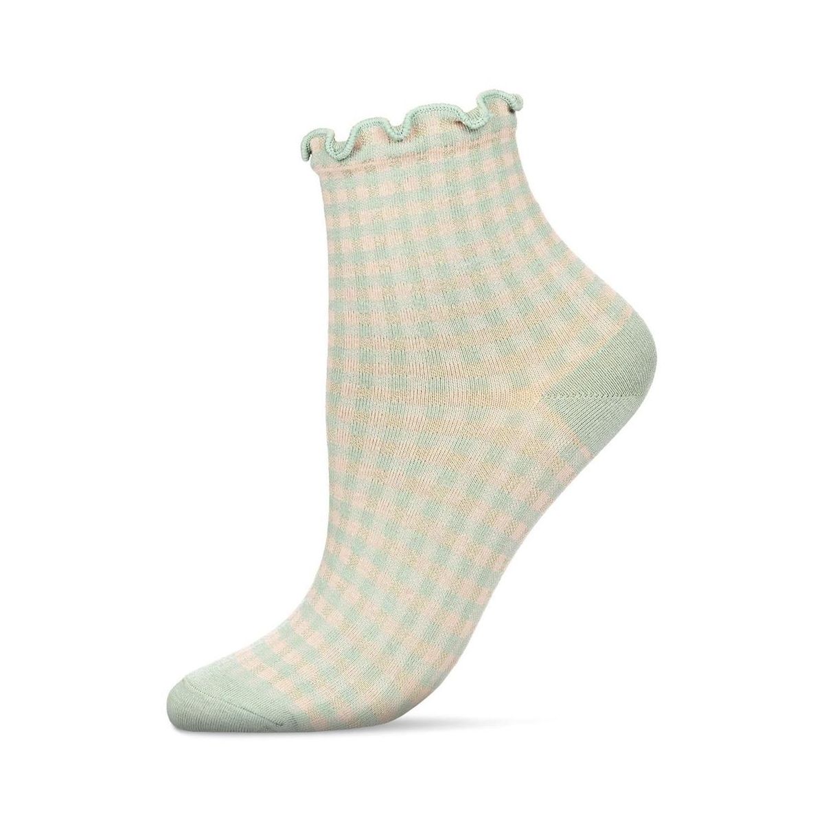 Memoi Women's Gingham Cotton Blend Ruffle Cuff Anklet Socks - thumbnail 8