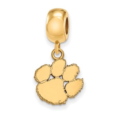 Black Bow Jewelry 14k Yellow Gold Plated Sterling Silver Clemson Tigers NCAA Bead Charm