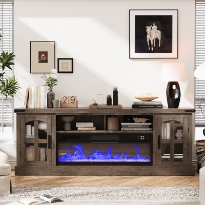 Buenhomino Fireplace TV Stand for 80 Inch TV, Farmhouse LED, Entertainment Center with 36" Fireplace for Living Room
