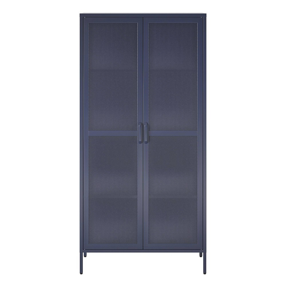 Photos - Wardrobe Channing Tall 2 Door Storage Cabinet Mesh Metal Locker Navy - Novogratz
