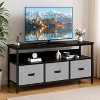 55" Rustic Modern TV Stand with 3 Fabric Drawers, Dresser Style Entertainment Center for Living Room, Bedroom - 2 of 4