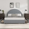 Bed Frame with 2 Drawers, Kids Boucle Upholstered Platform Bed, Chic Round Headboard, No Box Spring Needed - 2 of 4