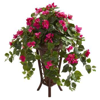 Nearly Natural 31-in Bougainvillea Artificial Plant in Stand Planter