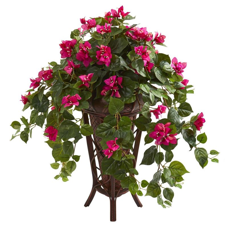 Nearly Natural 31-in Bougainvillea Artificial Plant in Stand Planter, 1 of 4