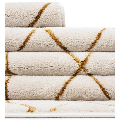 Elegant White Gold Trellis 9' x 12' Synthetic Area Rug