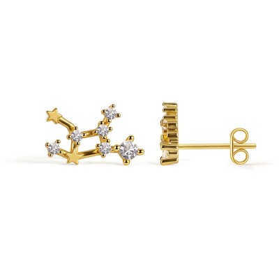 Molenia 18K Gold Plated 12 Constellation Personalized Earrings for Women, 925 Sterling Silver Zodiac Stud Earrings Horoscope Celestial Jewelry