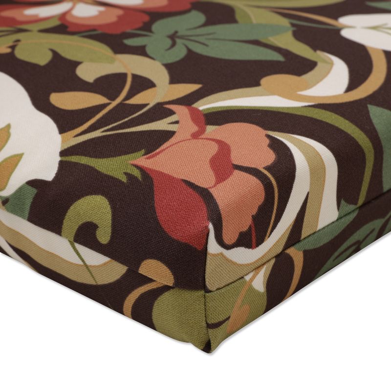 Outdoor Chaise Lounge Cushion - Brown/Green Floral - Pillow Perfect, 3 of 7