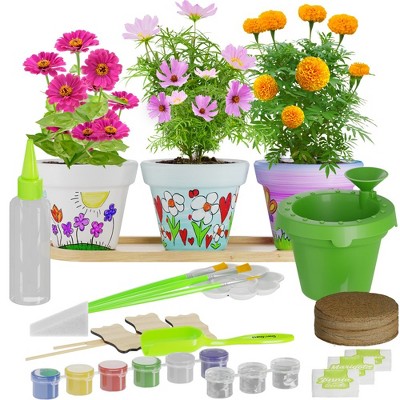 Kids' DIY Cast-A-Pot Flower Garden Craft Kit with Paint