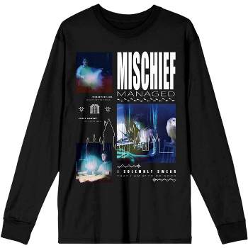 Harry Potter Mischief Managed Long Sleeve Black Graphic Tee