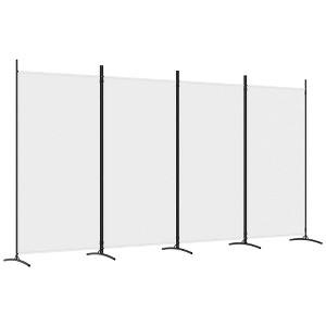 vidaXL 4-Panel Room Divider - Fabric Screen with Foldable Design - White Room Partition for Privacy Enhancement - Modern, Space Saving Home Furniture - 1 of 4