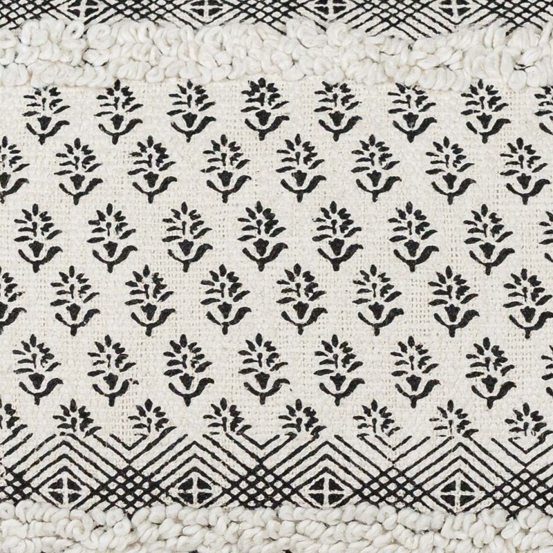 14x22 Inch Boho Print Lumbar Pillow Black & White Cotton With Polyester Fill by Foreside Home & Garden, 6 of 8