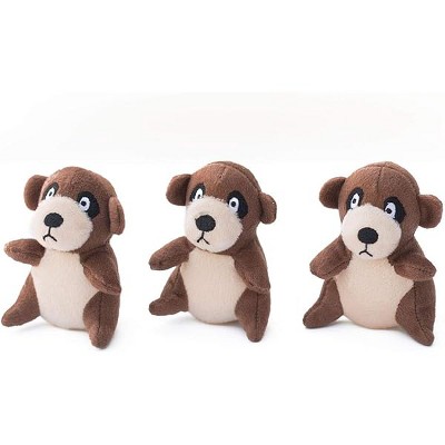 ZippyPaws - Zoo Friends Burrow, Interactive Squeaky Hide and Seek Plush Dog Toy - Meerkat Miniz, 3 Pack