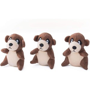 ZippyPaws - Zoo Friends Burrow, Interactive Squeaky Hide and Seek Plush Dog Toy - Meerkat Miniz, 3 Pack - 1 of 1
