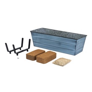 Achla Designs 24" Medium Rectangular Galvanized Steel Indoor Outdoor Garden Planter with Brackets Dark Blue - 1 of 4