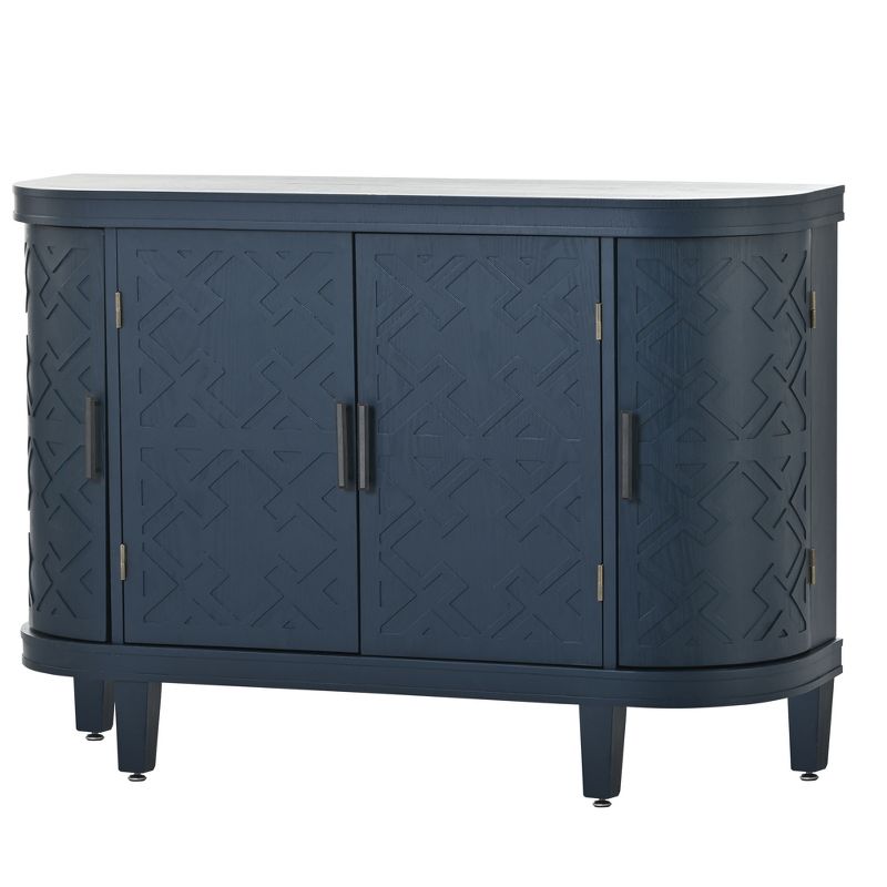 Accent Storage Cabinet Wooden Sideboard Cabinet with Antique Pattern Doors-ModernLuxe, 4 of 12