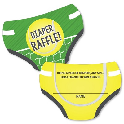 Big Dot of Happiness You Got Served - Tennis - Diaper Shaped Raffle Ticket Inserts - Baby Shower Activities - Diaper Raffle Game - Set of 24