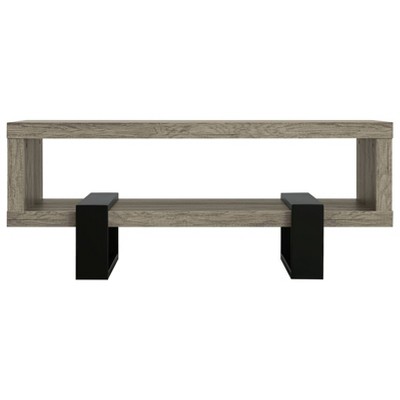 Gray Driftwood and Black Rectangular Wood Coffee Table