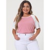 Agnes Orinda Women's Plus Size Contrast Raglan Sleeves Cold Shoulder Casual Blouses - 2 of 4