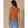 INSPIRE CHIC Women's Casual Linen Loose Faux Flap Pocket Lightweight Blazer Vest - 4 of 4