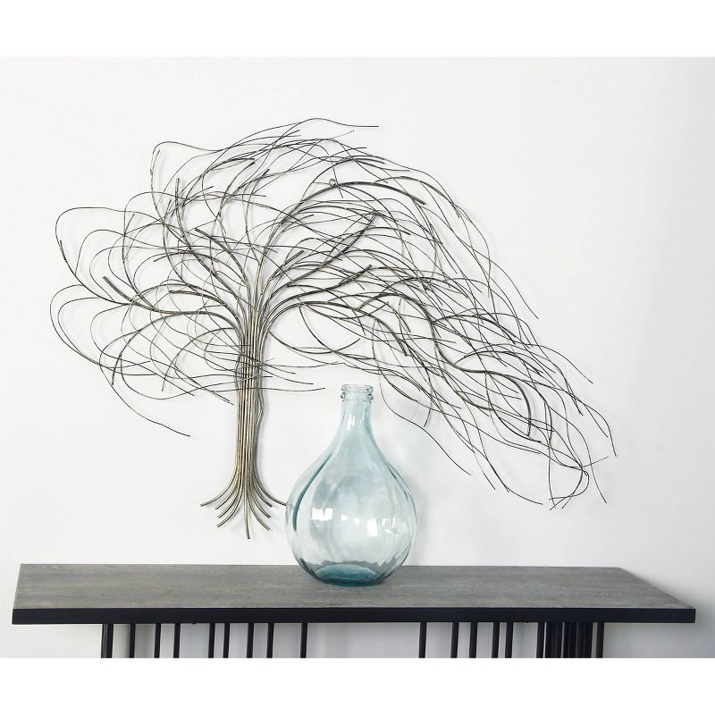 Metal Tree Indoor Outdoor Wall Decor with Long Branch Silver - Olivia &#38; May, 2 of 6
