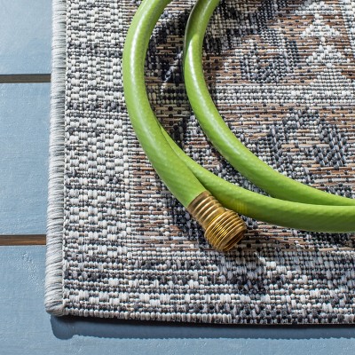 Courtyard Gray Square Easy-Care Synthetic Indoor/Outdoor Area Rug