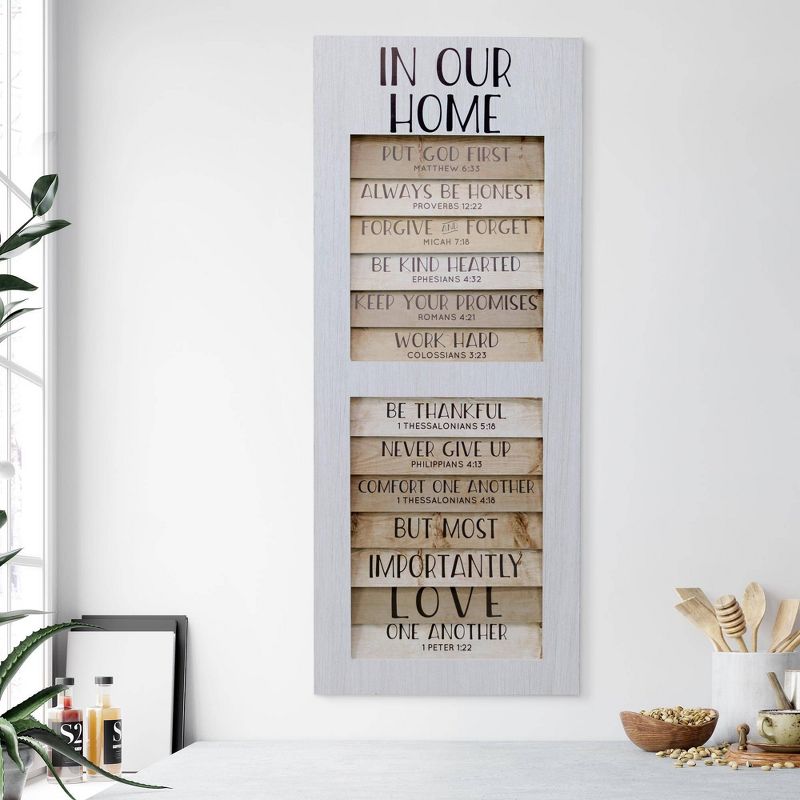 In Our Home Inspirational Shutter Window Plaque Farmhouse Wall Sign Panel White - American Art Decor, 3 of 9