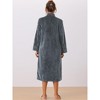 cheibear Women's Flannel Warm Cozy Fluffy Zipper Long Bathrobe - 4 of 4