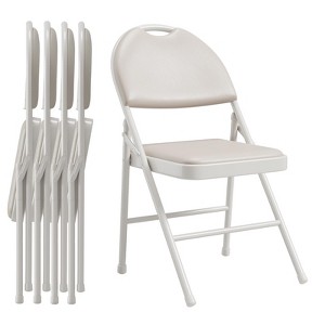 Whizmax Folding Chairs 4 Pack, Metal Foldable Chair with Cushion and Non-Slip Feet Pads, PU Party Chairs for Indoors and Outdoors, Dining Room - 1 of 4