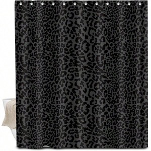 Shower Curtain Bathroom, Waterproof Fabric Bath Curtain 72Wx72H Luxury Black Leopard Cute Set with 12 Hooks - 1 of 4