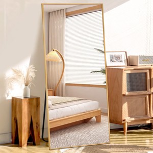 FURNIinspire Full Length Mirrors Floor Standing Body Mirror, Large Rectangle Mirror Long Dressing Mirror for Bedroom, Gold, 18"*58" - 1 of 4