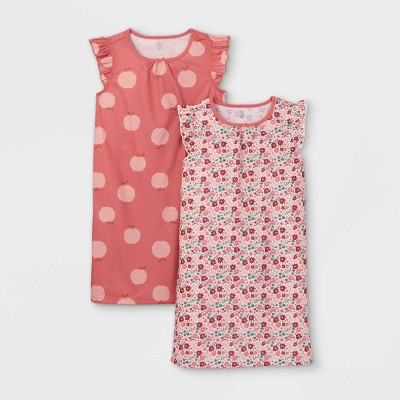 Carters Little Girls Striped Nightgown Pink/Grey, 2-3 Youth