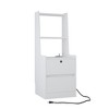 MOEPISY Nightstands Set of 2, with Charging Station, Modern Night Stand with Bookshelf, White - 3 of 4