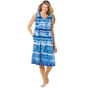 Dreams & Co. Plus Size Trapeze V-Neck Short Lounger - 1 of 4