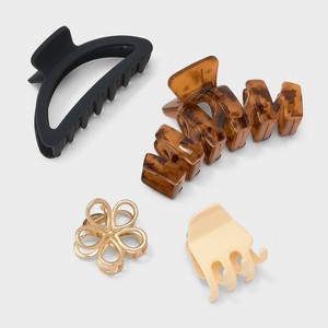 Girls' 4pk Neutral Claw Clip Set - art class™: Hair Styling Accessories for All Hair Types, Solid Pattern - 1 of 3