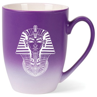 Elanze Designs 12 Ounce Two Toned Ombre Ceramic Tea Coffee Cup Mug Purple White Pharaoh Ancient Regal Icon