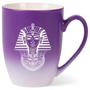 Elanze Designs 12 Ounce Two Toned Ombre Ceramic Tea Coffee Cup Mug Purple White Pharaoh Ancient Regal Icon - 1 of 4