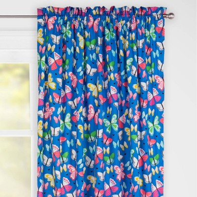 Brilliant Blue Butterfly Polyester Kids' Curtain Panel