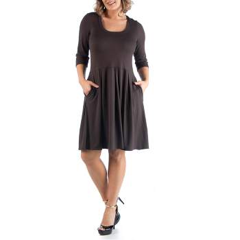 24seven Comfort Apparel Fit and Flare Plus Size Dress