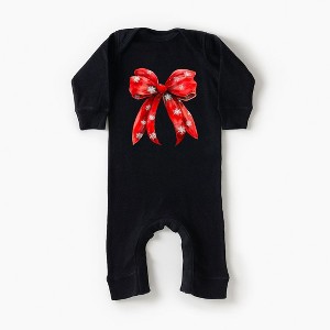 The Juniper Shop Coquette Christmas Snowflake Bow Baby Romper - 1 of 2
