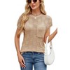 Womens Summer Tops Casual Crewneck Knit Short Sleeve Sweater Loose Fit Lightweight Shirts - 3 of 4